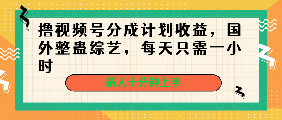 撸视频号分成计划收益，国外整蛊综艺，每天只需一小时，新人十分钟上手