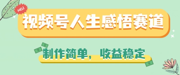 视频号人生感悟赛道，制作简单，收益稳定